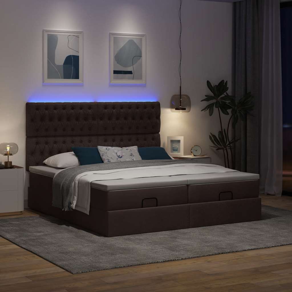 Maison Exclusive - Ottoman-Bett mit Matratzen & LEDs Dunkelbraun 180x200 cm Stoff