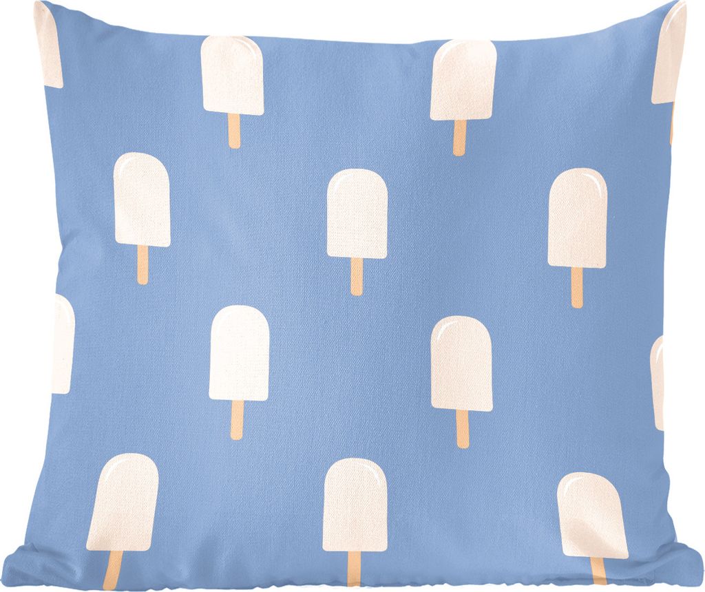 MuchoWow Zierkissen Sofakissen Wohnzimmer Dekokissen 50x50 cm Eiscreme - Muster - Blau - Komfort - Sofakissen