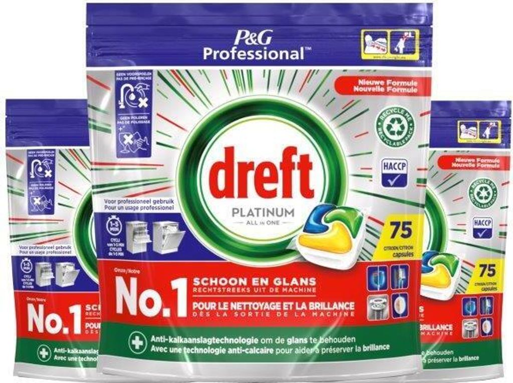 Dreft Platinum Lemon All-in-1-Geschirrspültabs – 3x75 Tabs Produktbild 