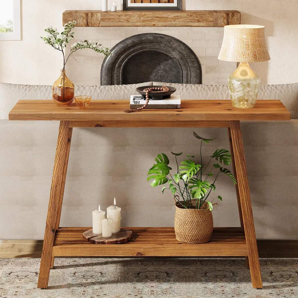 Console d'entrée étroite 105 cm table d'appoint bois massif rustique
