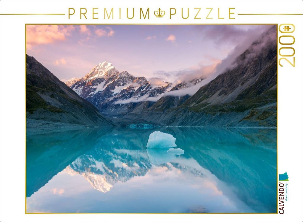 CALVENDO Puzzle Berg Cook spiegelt sich im Gletschersee 2000 Teile Puzzle quer | 2000 Teile Lege-Größe 90x67cm Foto-Puzzle für glückliche Stunden
