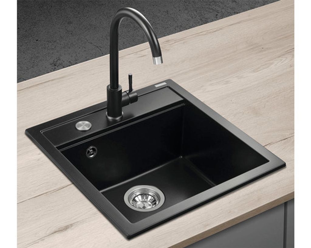 Concept DG00c50bc + BDG3234bc, Aufsatzwanne, Rechteckig, Granit, Schwarz, 1 Becken, Rechteckig