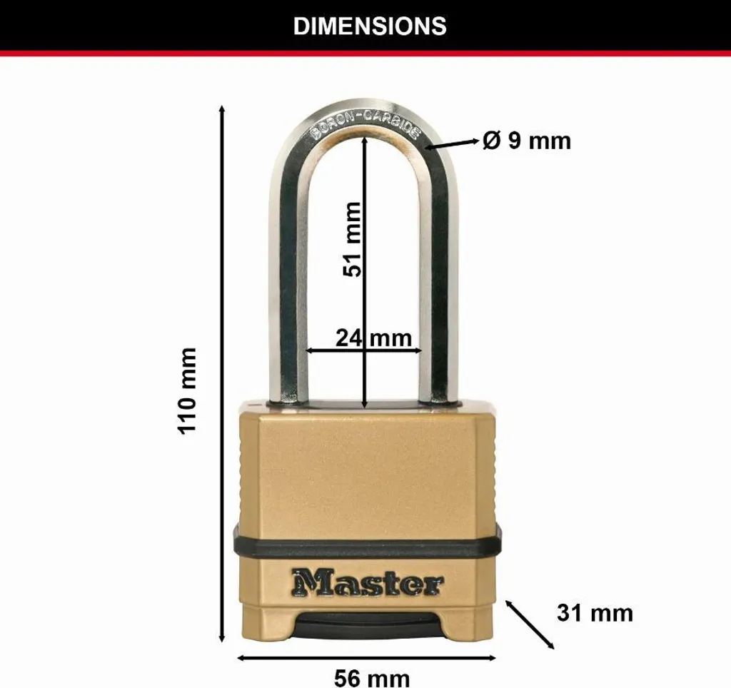 Cadenas Master Lock Excell Anse Bore Haute Résistance Classe 9 Pro - 5