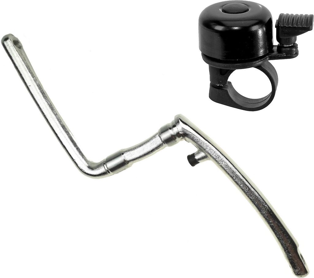 Point DS170 Fahrrad BMX - Tretkurbel 170 mm Stahl Fahrrad-Kurbel Silber inkl. Fahrradklingel