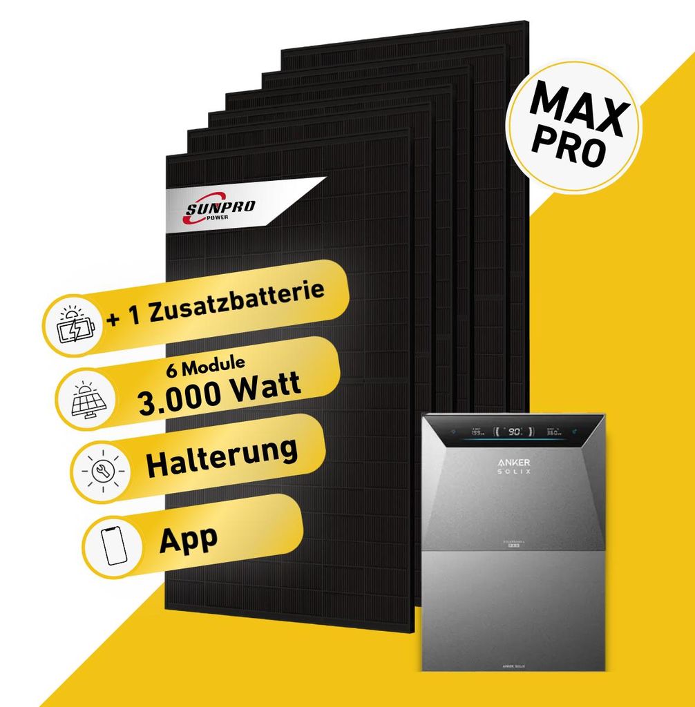 Balkonstrom Balkonkraftwerk 3000W Solaranlage mit Speicher Produktbild 