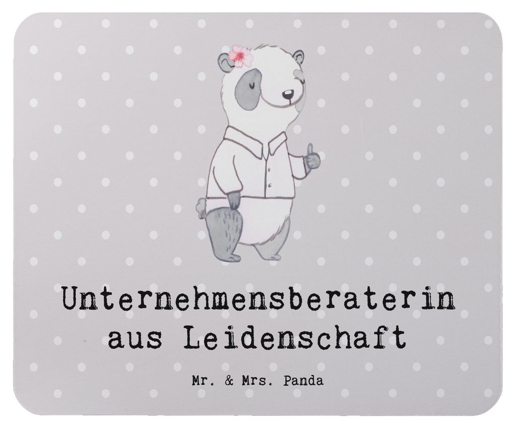 Mr. & Mrs. Panda Mouse Pad Unternehmensberaterin Leidenschaft - Grau Pastell - Geschenk, mausteppich, mauspad laptop, pc mausunterlage, Mousepad