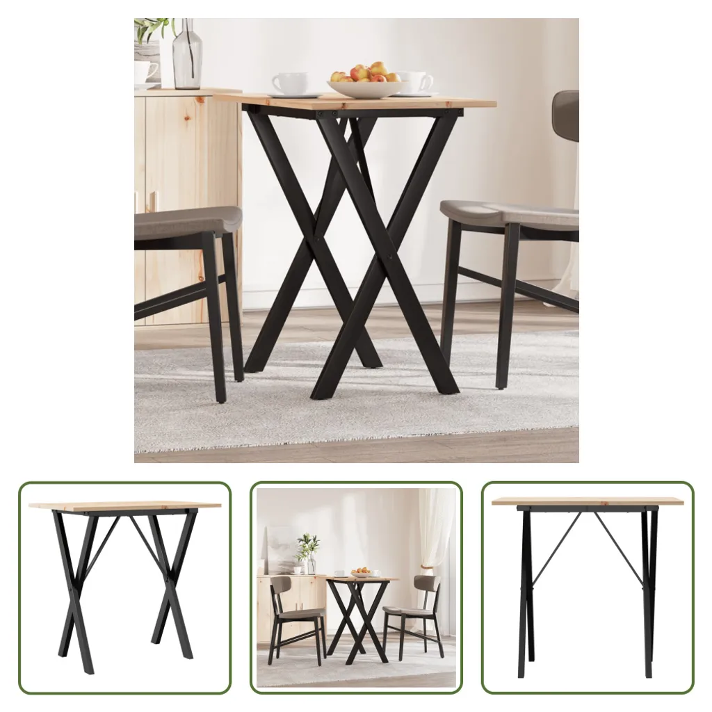 The Living Store Tavolo da pranzo X-frame 80x50x75 cm in pino massiccio e ghisa