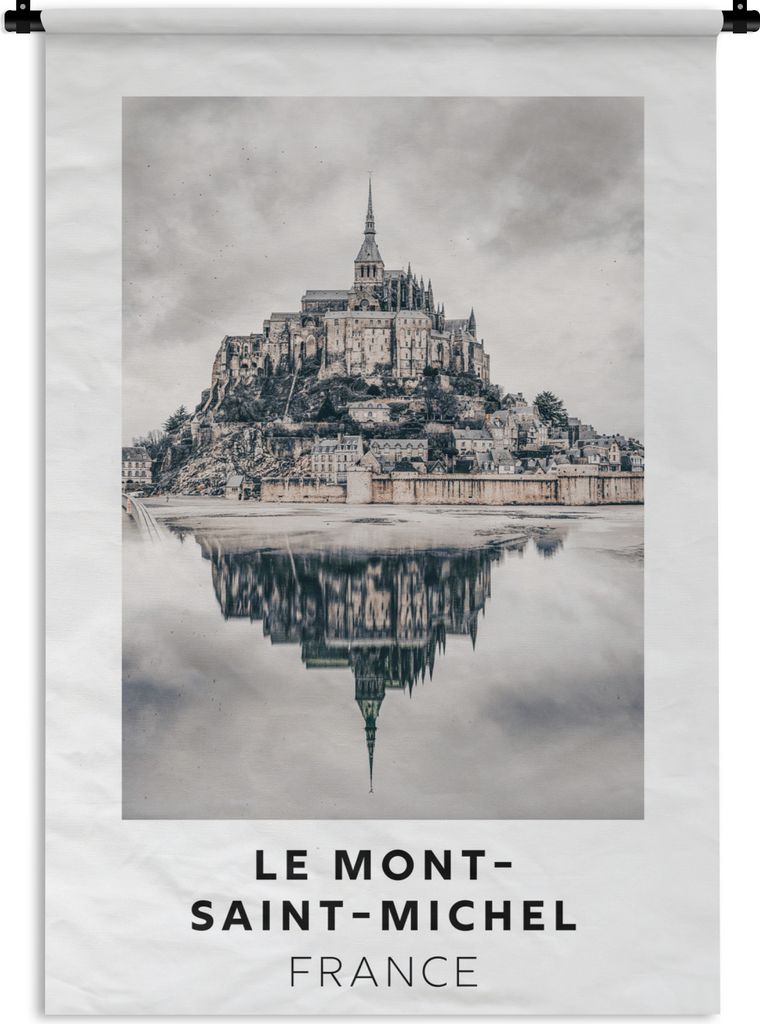 MuchoWow Wandteppich Wandbehang Frankreich - Kirche - Wasser 90x135 cm Tapisserie Dekoration Wandtuch - Baumwolle - Wandskulptur