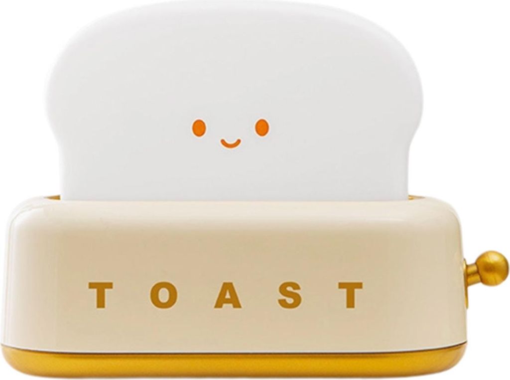Toasterlicht, wiederaufladbare kleine Lampe mit Smiley-Gesicht, dekoratives Nachtlicht in Toasterform,Yellow