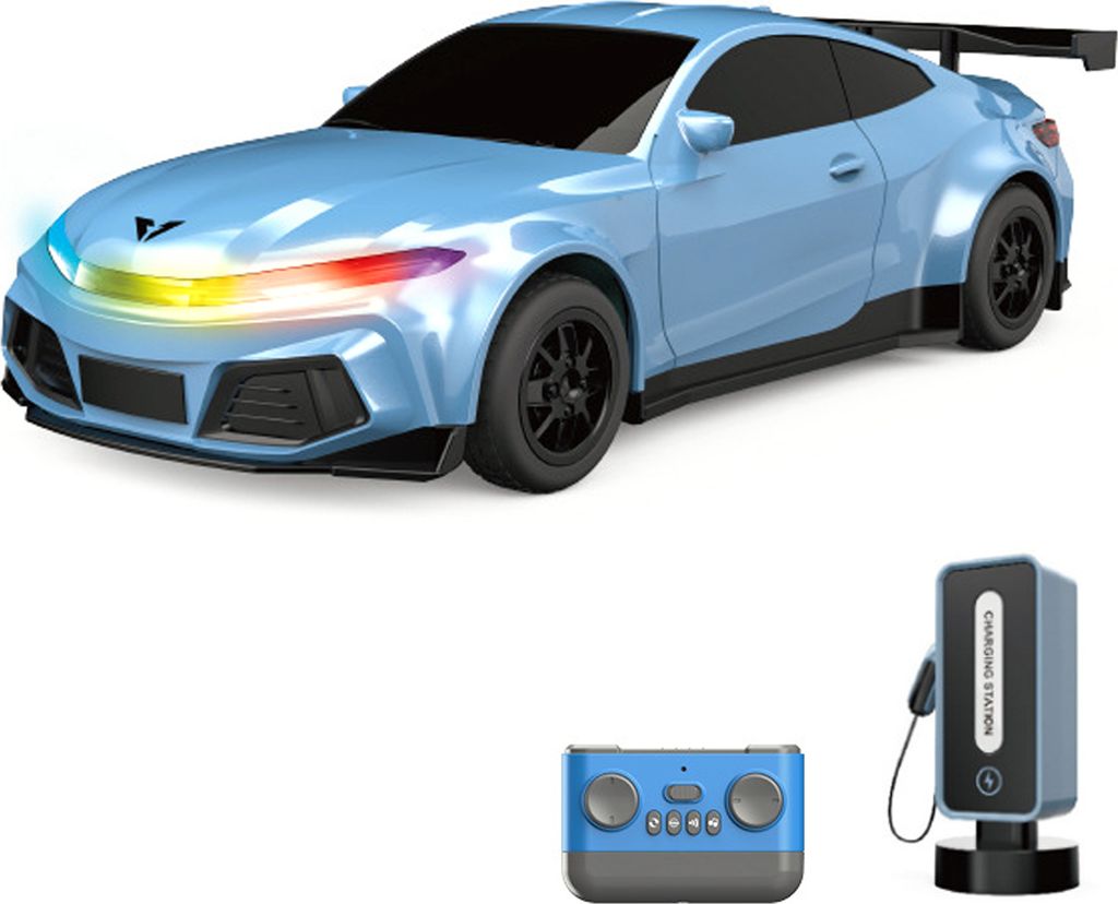 Ferngesteuertes Auto, 2,4 GHz New Energy-Sportfahrzeug mit Ladestation, automatischem Parken, LED-Lichtern und Musik, Geschenk fuer Erwachsene, Jun...
