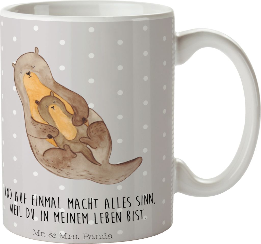Mr. & Mrs. Panda haferl Otter Kind - Grau Pastell - Geschenk, Tasse, schöne, Geburt, Familie, Baby, Kaffeetasse, Kaffeebecher, Teetasse, Seeotter,...