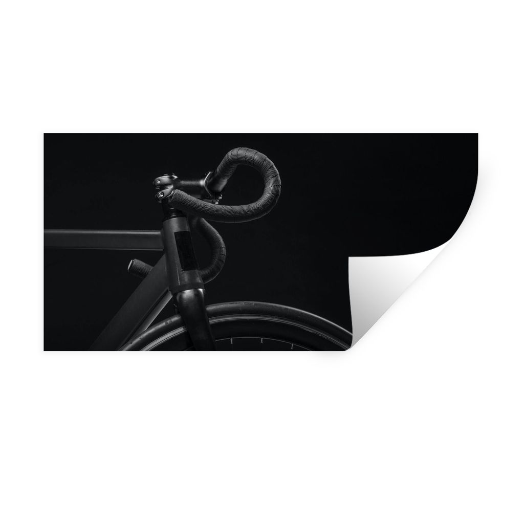 MuchoWow Wandtattoo Wandsticker Wandaufkleber Fahrrad - Lenker - Schwarz - Weiß 120x60 cm Selbstklebend und Repositionierbar - Sticker - Dekorfolie