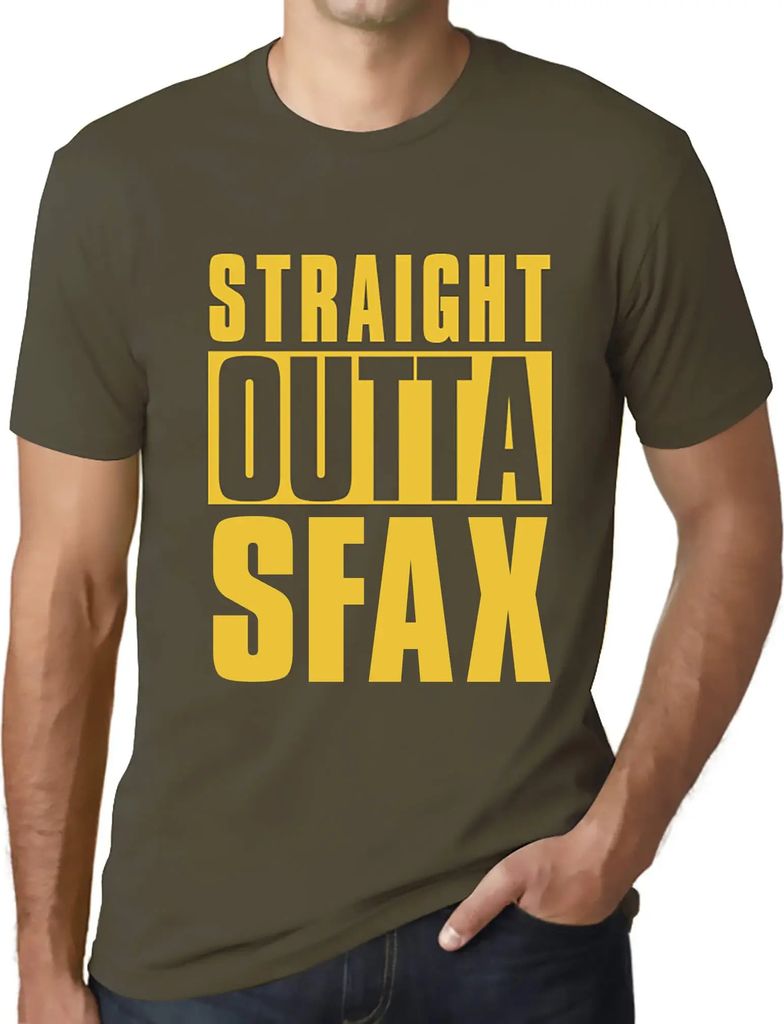 Herren Grafik T-Shirt Direkt aus Sfax – Straight Outta Sfax – Öko-Verantwortlich Vintage Jahrgang Kurzarm Lustige Druck Geburtstag Geschenk Mann
