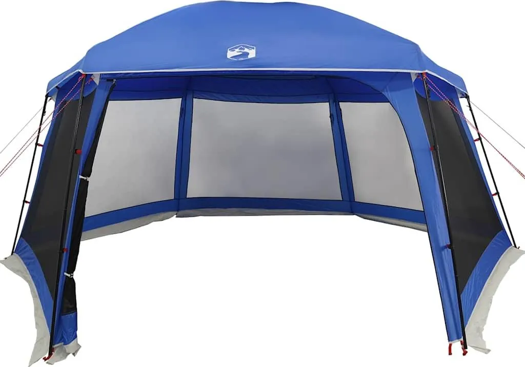Abri de piscine dôme avec parois filet et toit amovible bleu 618x532 cm