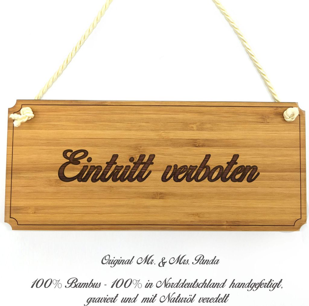 Mr. & Mrs. Panda Schild Eintritt verboten - Geschenk, Werbeschild, Landhaus, Geschenkidee, Infotafel, Graviert, Türschild Holz, Shabby, Wegweiser