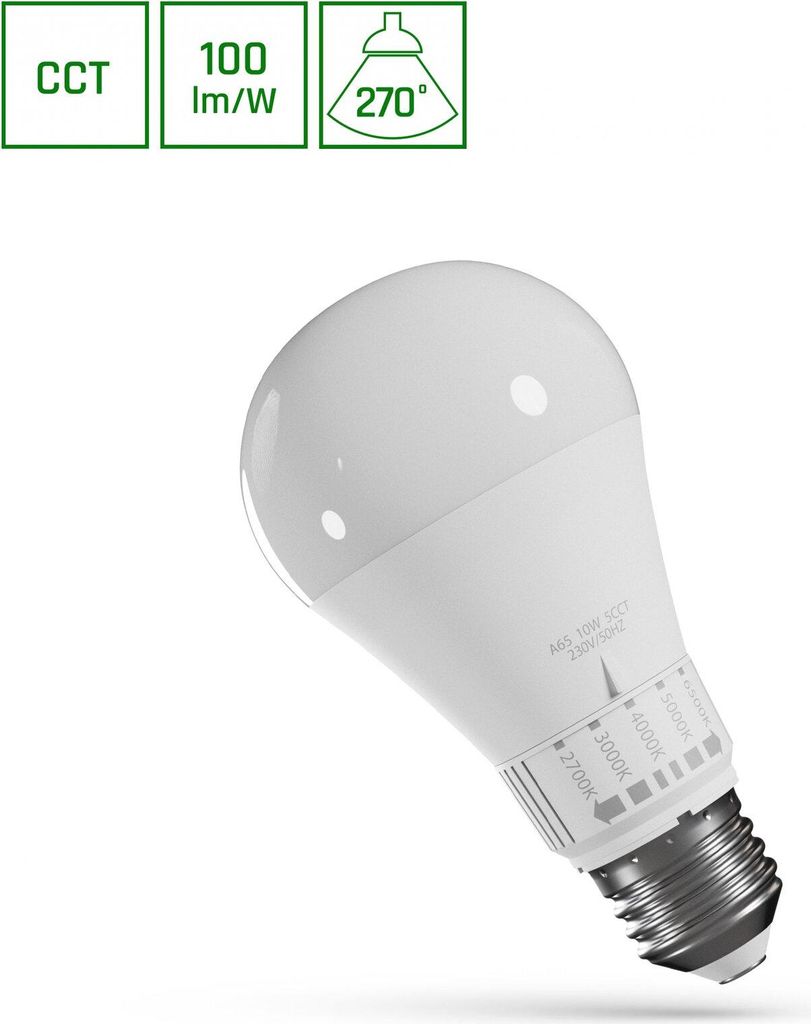 Spectrum LED A65 Birne 10W = 74W E27 matt 1100lm CCT Produktbild 