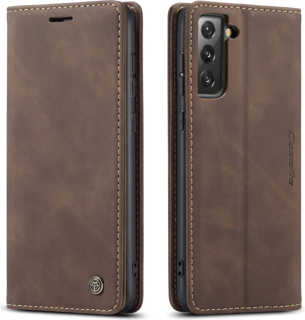 Samsung Galaxy S21+ 5G Hülle, LaimTop Retro Kunstledertasche mit Standfunktion Schutzhülle für Samsung Galaxy S21 Plus 5G Kaffee