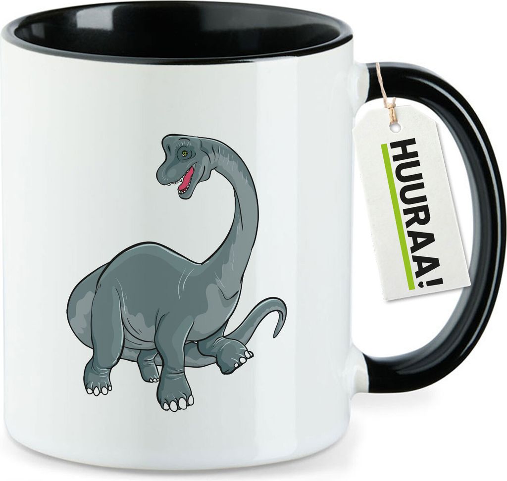 Huuraa Kaffeetasse Brachiosaurus Dinosaurier 330ml Schwarz Keramik Kaffeebecher Geschenkidee