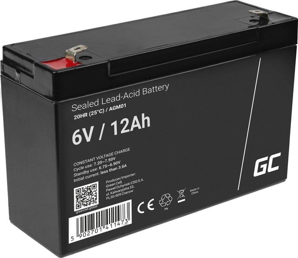 Green Cell AGM VRLA 6V 12Ah wartungsfreie Batterie für Produktbild 