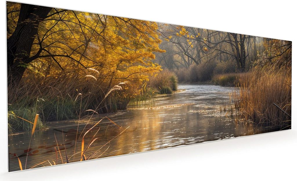 Küchenrückwand Spritzschutz Glas mit Motiv Herbstliches Ufer 40 x 40 cm