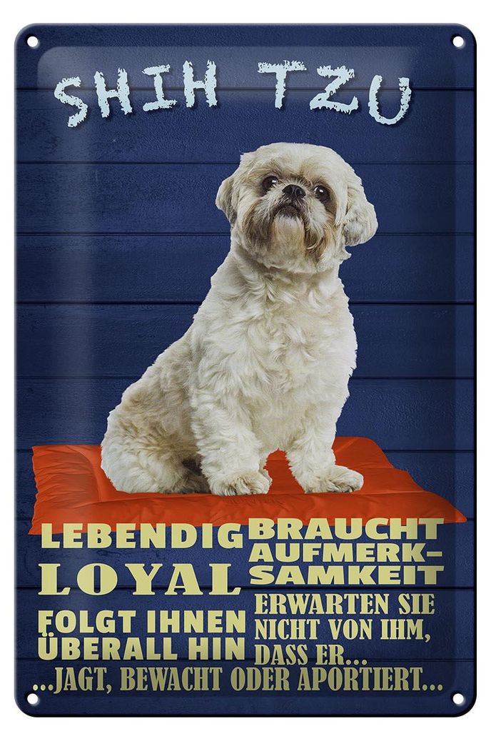 Blechschild Spruch 20x30cm Shih Tzu Hund lebendig loyal