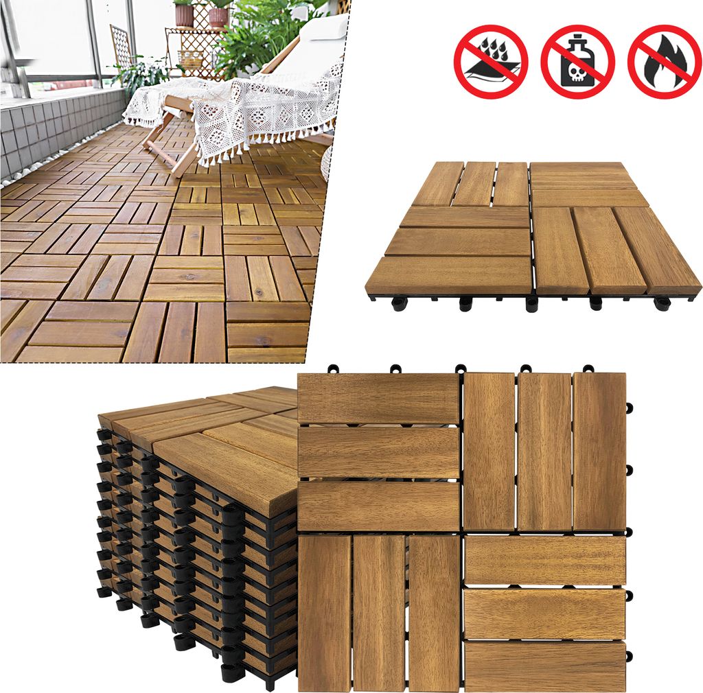 LARS360 Holzfliesen Balkon 30 x 30 cm Akazien-Holz Produktbild 