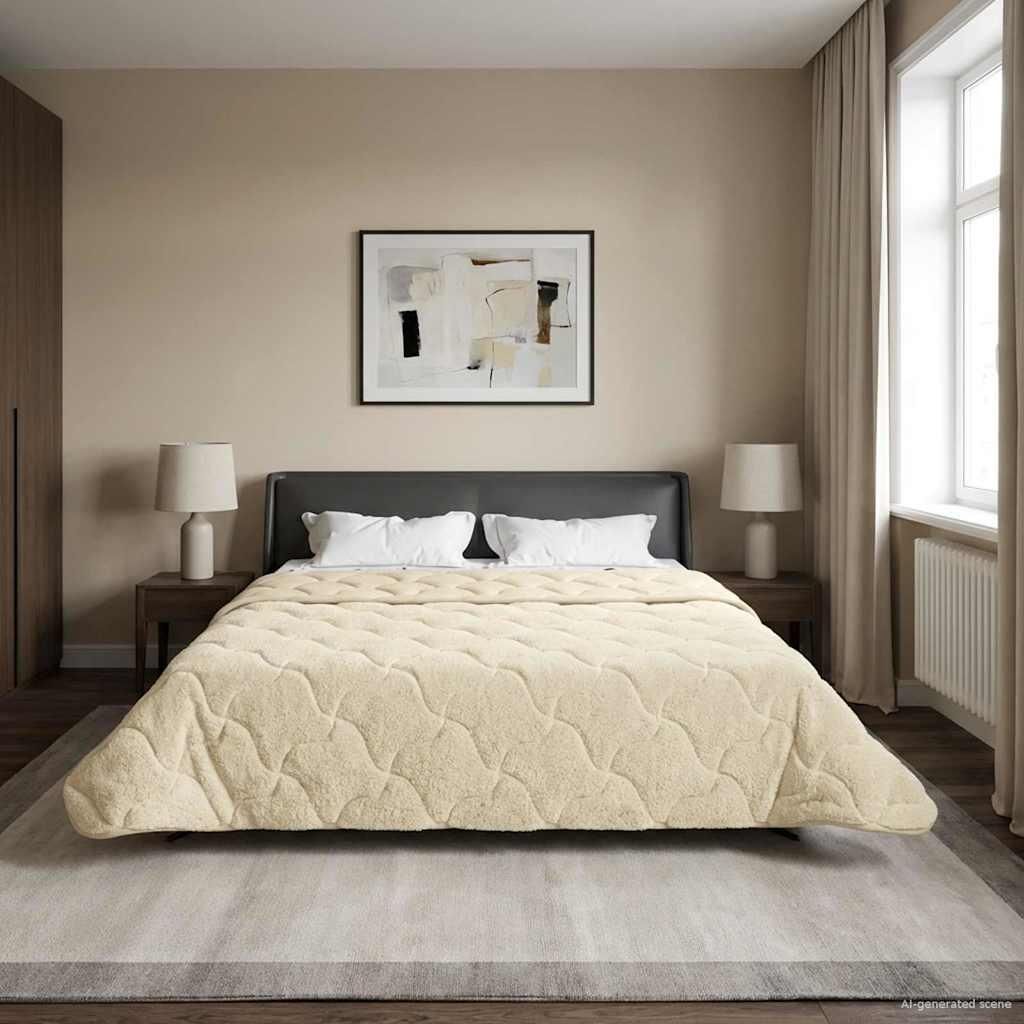 "Schlussverkauf" Sommerdecke Creme 200x220 cm Mikrofaser und Teddy-Fleece - Bettdecken C441