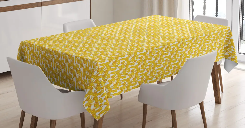 Tovaglia ABAKUHAUS 140x200 Giallo Senape Floreale per Esterno e Interno