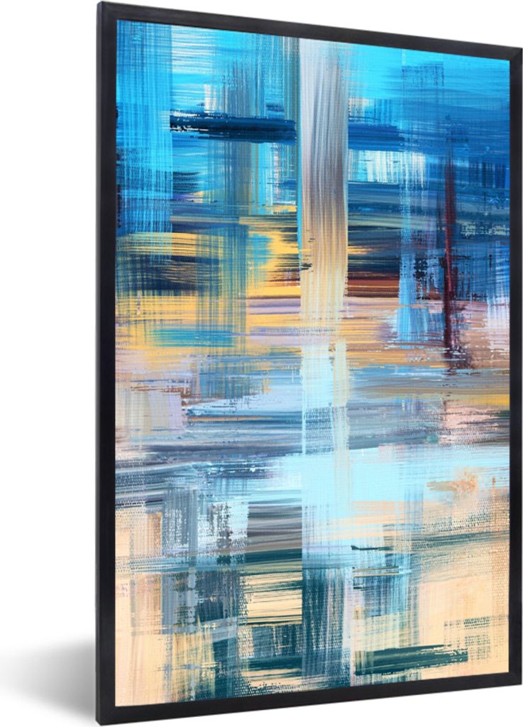 MuchoWow Gerahmtes Poster Ölfarbe - Abstrakt - Malerei 60x90 cm - Poster mit Schwarzem Bilderrahmen Wandposter Rahmen Foto Bilder - Kunst