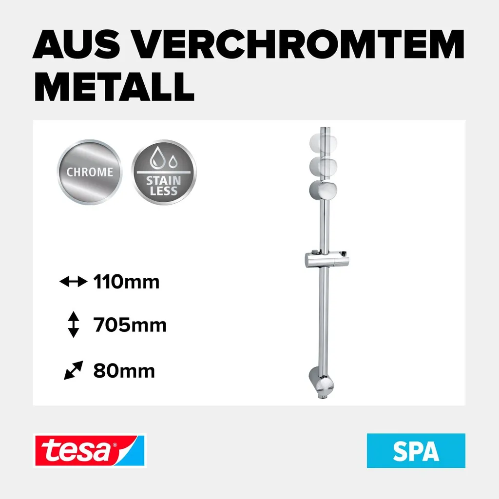 Barre de Douche tesa 40341 en Chrome Brillant avec Fixation sans Perçage - 9
