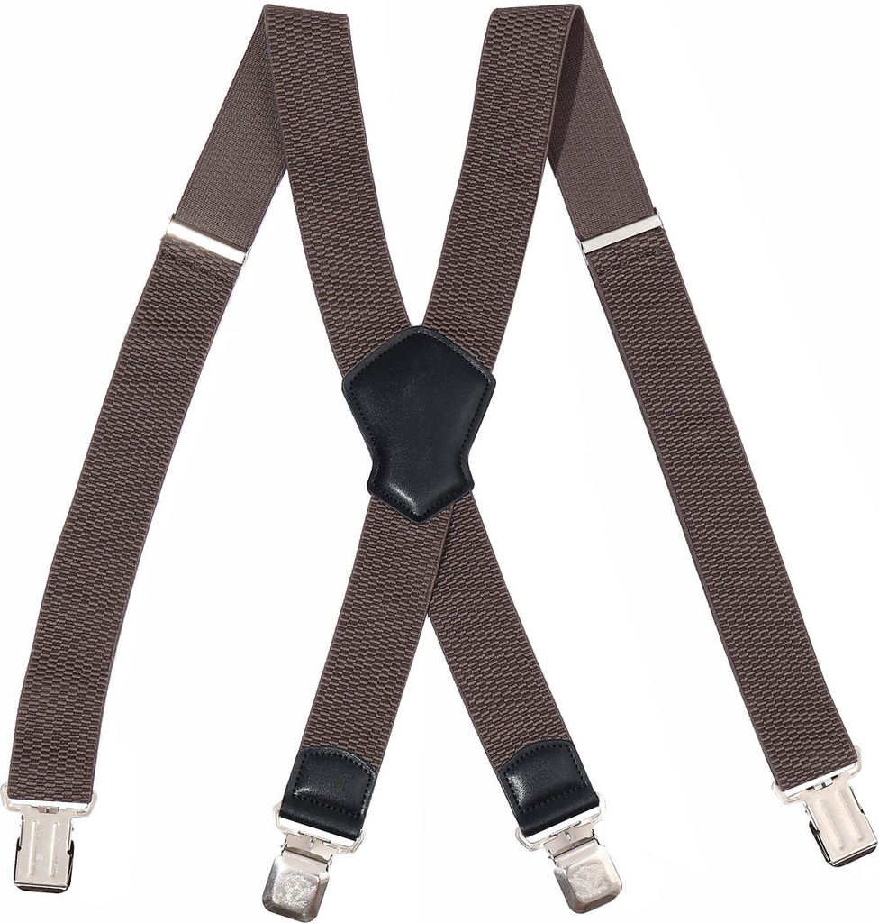 X Form Hosenträger Asche Braun Kornmuster