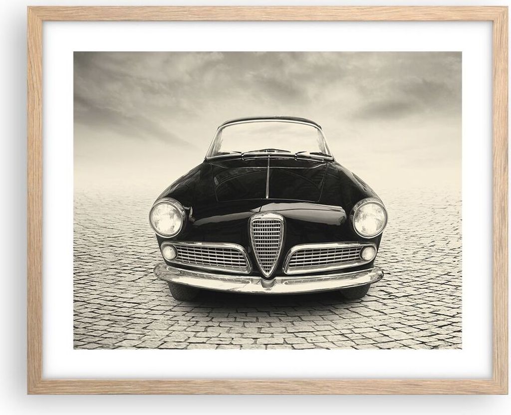 Gerahmtes Poster - Rahmen in heller Eiche - Alpha Romeo Giuletta - 50x40 cm - Wand Bild - Wanddeko - Wandbilder - Wandposter - Bilderrahmen - Bilde...