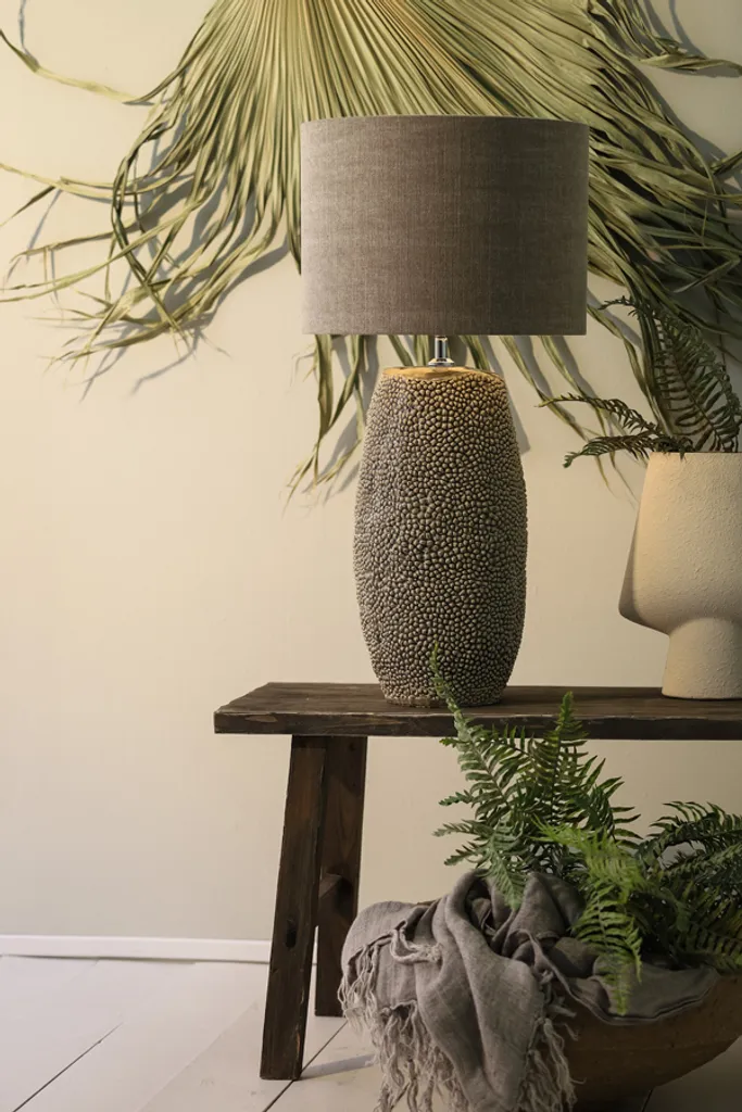 Lampe de table Kyara grise en céramique véritable avec douille E27 - 7