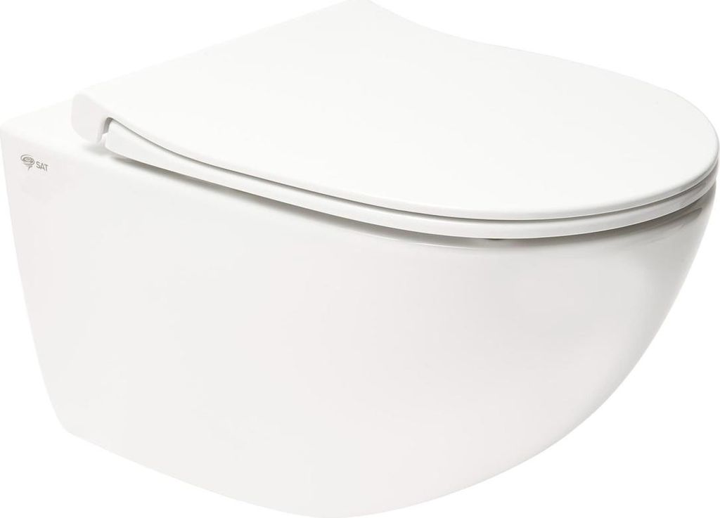 SAT Infinitio Hänge Wand-WC Toilette WC-Becken spülrandlos Inkl. SoftClose WC-Sitz, weiß