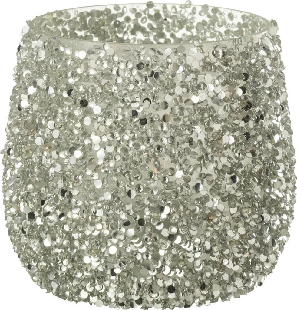 Photophore en verre argenté scintillant J-Line pour ambiance tamisée
