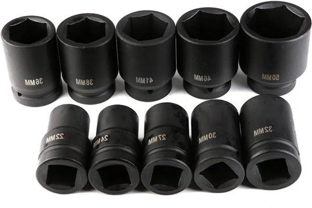 Jeu de 10 douilles à chocs 1 pouce métriques avec coffret de transport