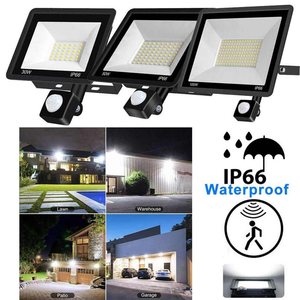 LED Fluter mit Bewegungsmelder Außen Baustrahler IP66 Produktbild 