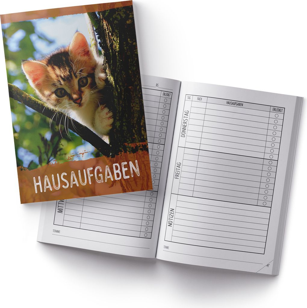 itenga Hausaufgabenheft Katze (Motiv 24) DIN A5, 96 Seiten Produktbild 