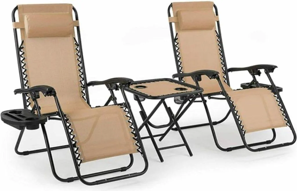Lot de 2 Chaises de Plage Confortables contre le Mal de Dos - Beige