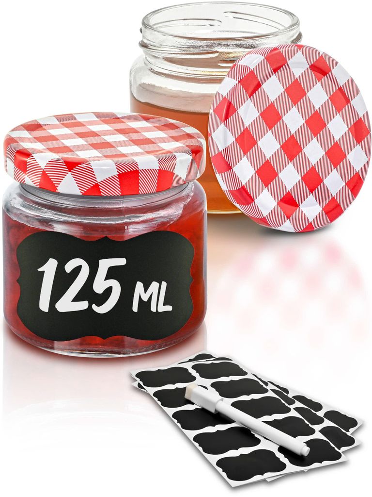 Praknu 25 małych słoików na dżem 125 ml - z etykietami i Zdjęcie produktu 