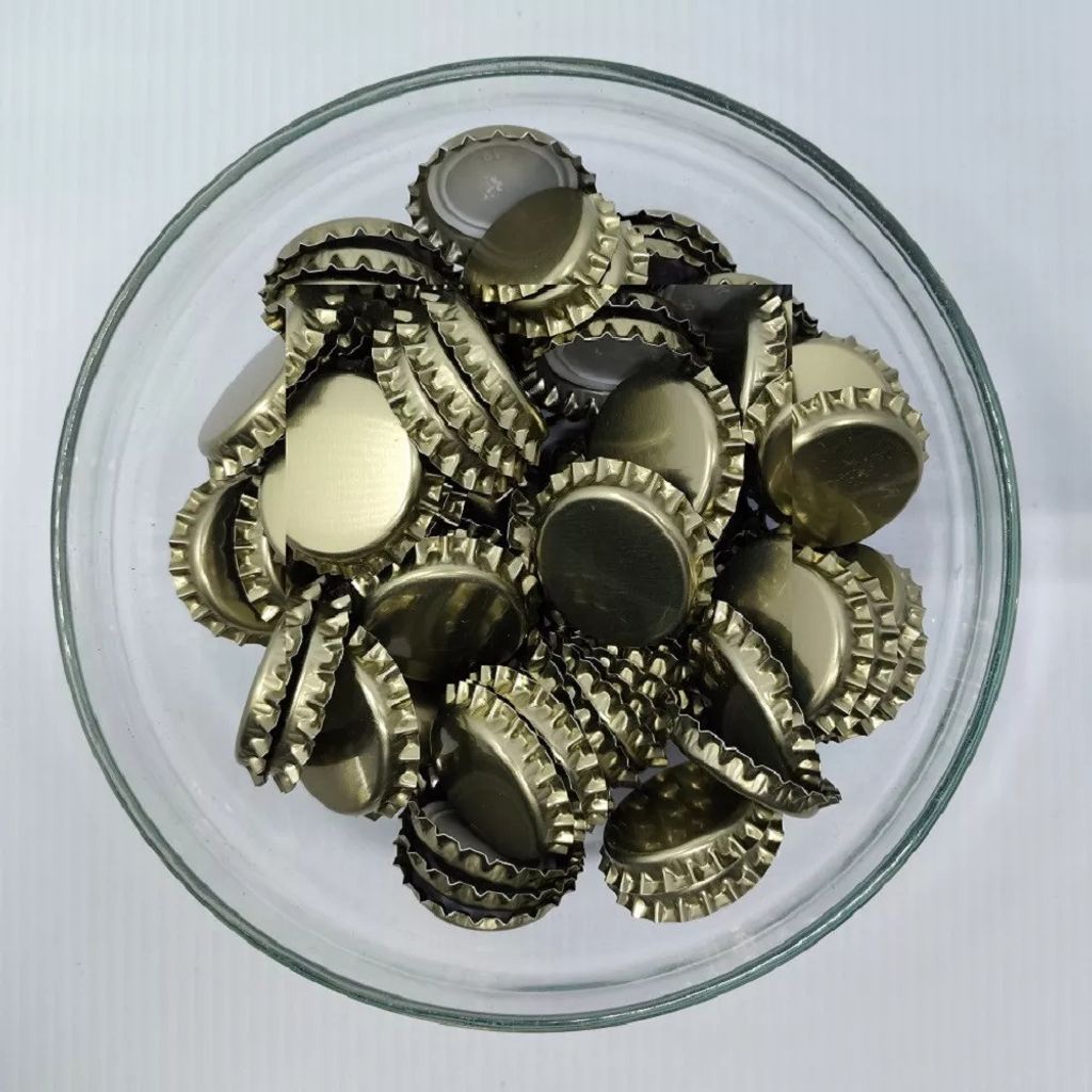 100 x Kronkorken 26mm - Kronenkorken mit Kunststoffeinlage - Bierkapsel für Bierflaschen Limonadeflaschenr GOLD
