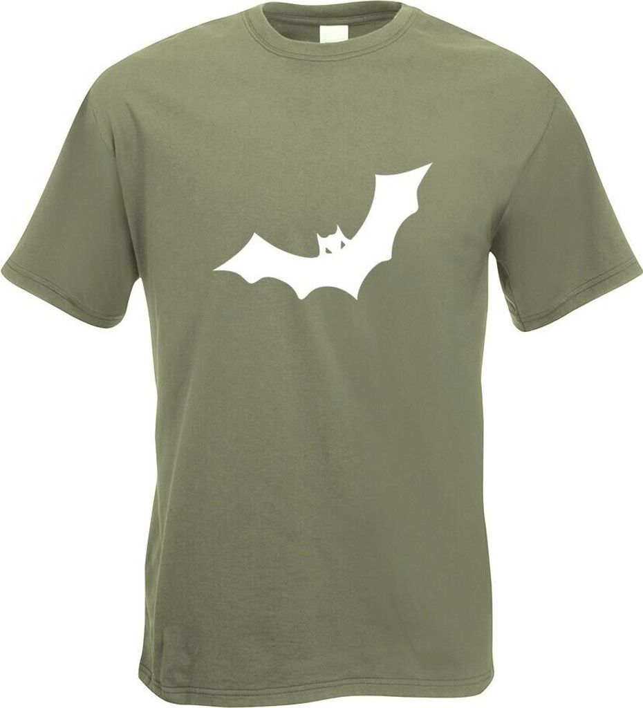 Kiwistar - T-Shirt - Olive - Fledermaus Motiv Bedruckt Funshirt Design Print - mit Motiv Bedruckt - Funshirt Design - Sport - Freizeit - Herren - M