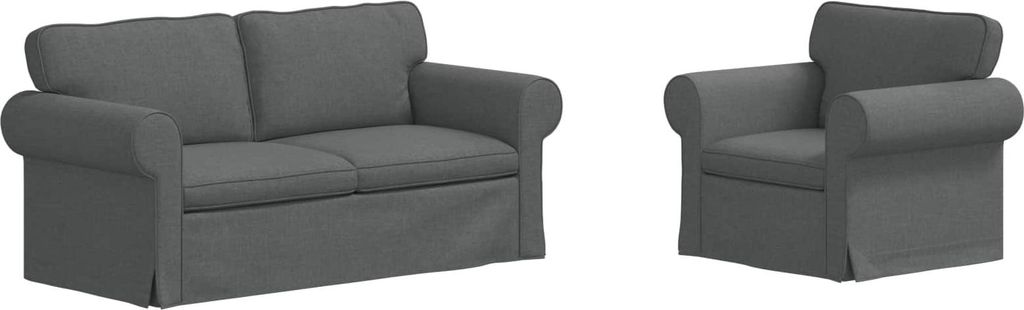 Sofa Set 2 pcs Dunkelgrau 175 x 82 x 80 cm Stoff