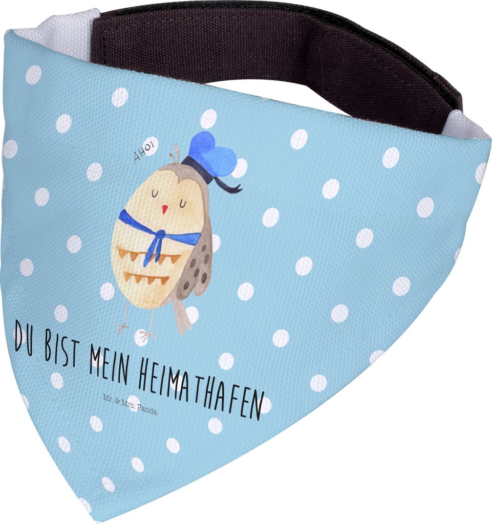 Mr. & Mrs. Panda Bandana für Hunde Eule Matrose - Türkis Pastell - Geschenk, Heimathafen, Hundehalstuch, Halstuch, Hund, Dreieckstuch, Ehe, Boot ...