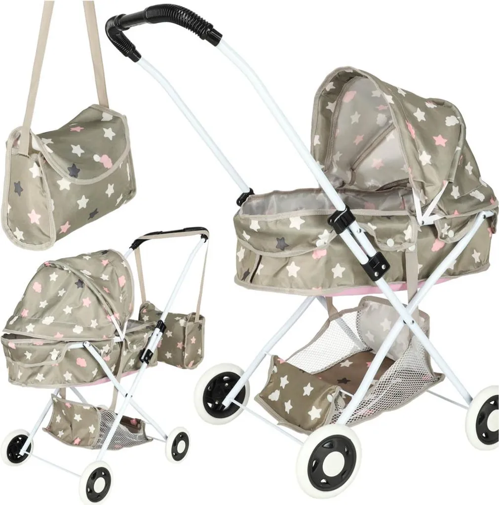 Poussette poupées profonde Creative Corner : stable avec sac étoiles