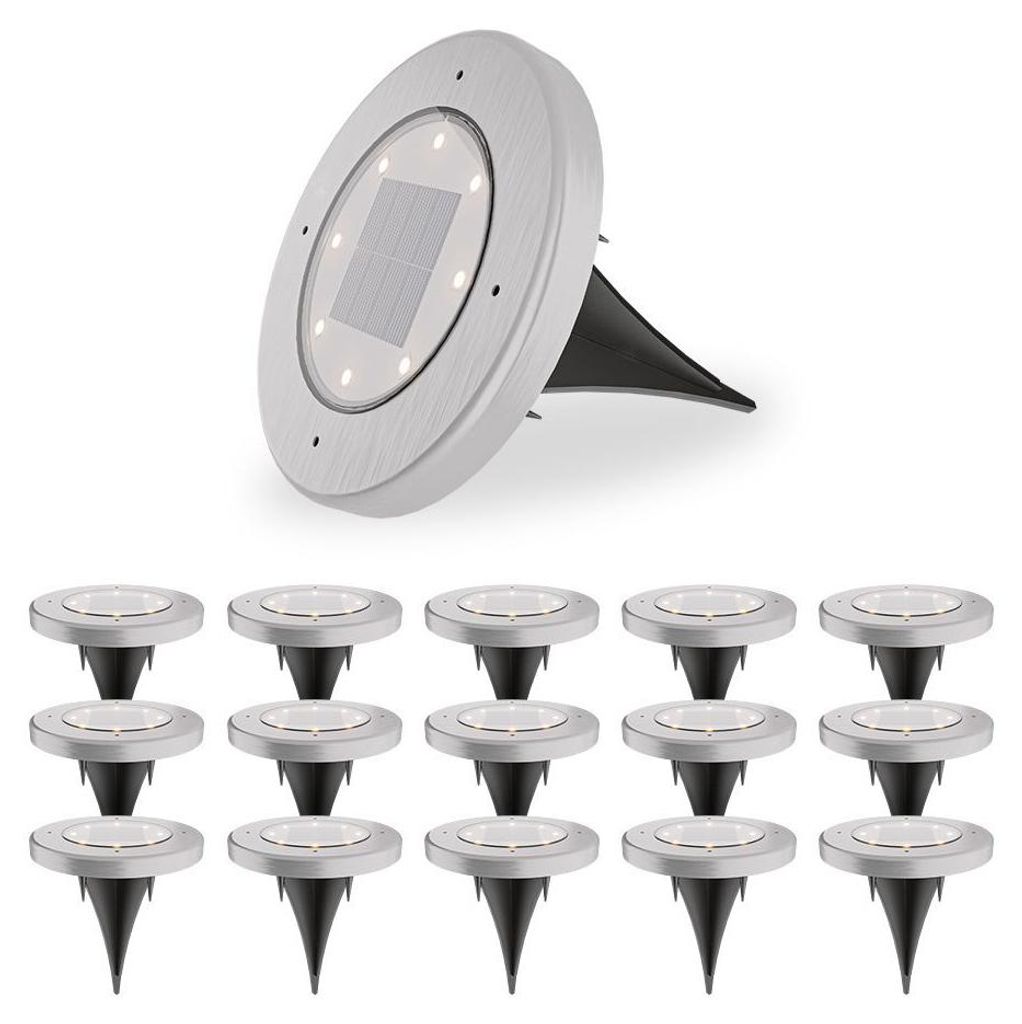 hoftronic Solar Bodeneinbaustrahler 16x 8 LEDs 3000K IP65 Produktbild 