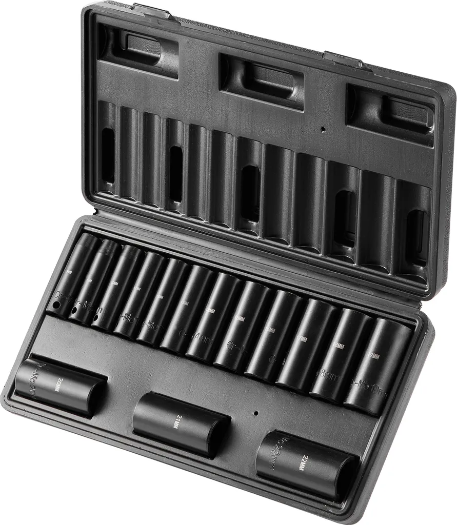 SucceBuy Coffret Clés à Chocs 3/8 Pouce, 15 Douilles Métriques 8-22mm