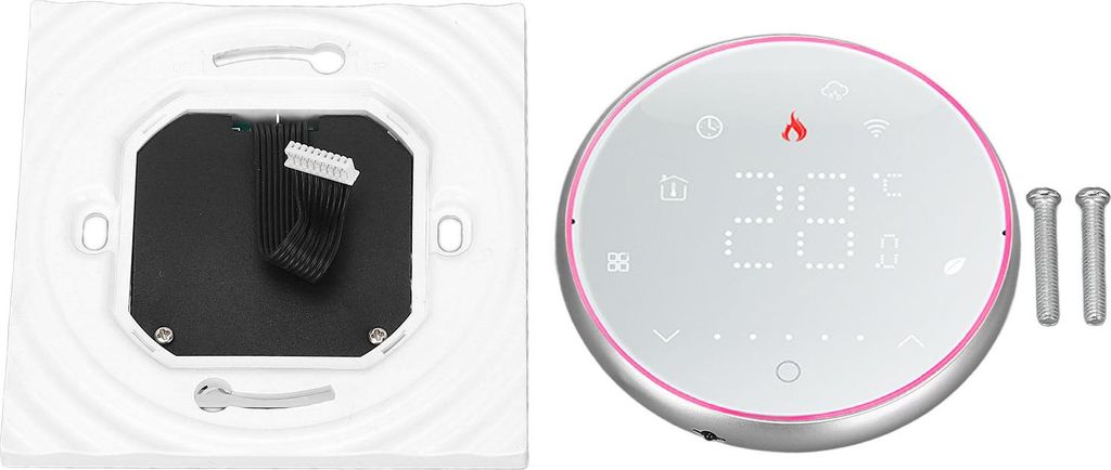 WLAN-Thermostat mit LCD-Display, intelligenter Temperaturregler für Fußbodenheizung, 86 cm², Unterputzdose, 95 × 240 V, 5 A, Weiß