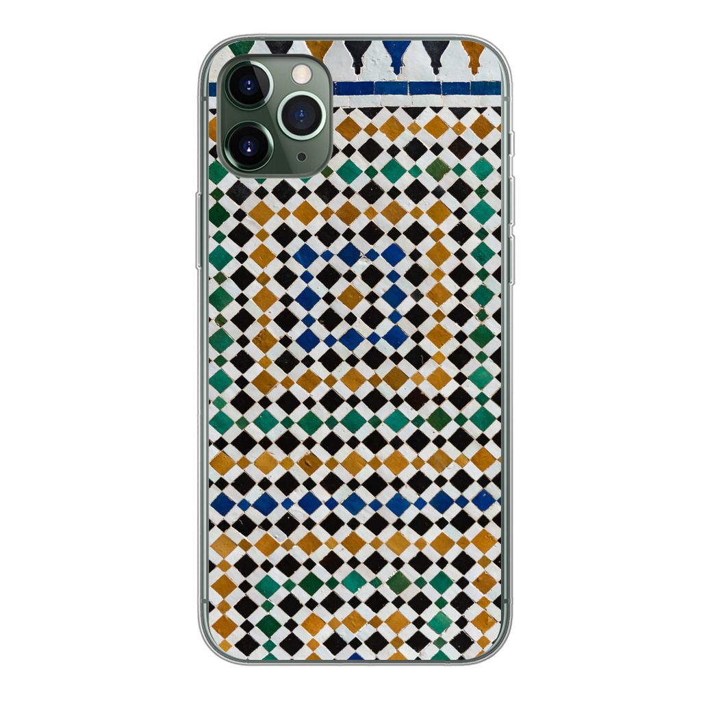 MuchoWow Handyhülle Schutzhülle Hülle für iPhone 11 Pro Max Ein marokkanisches Mosaik, das wie eine Art Labyrinth aussieht Silikon Softcase H...