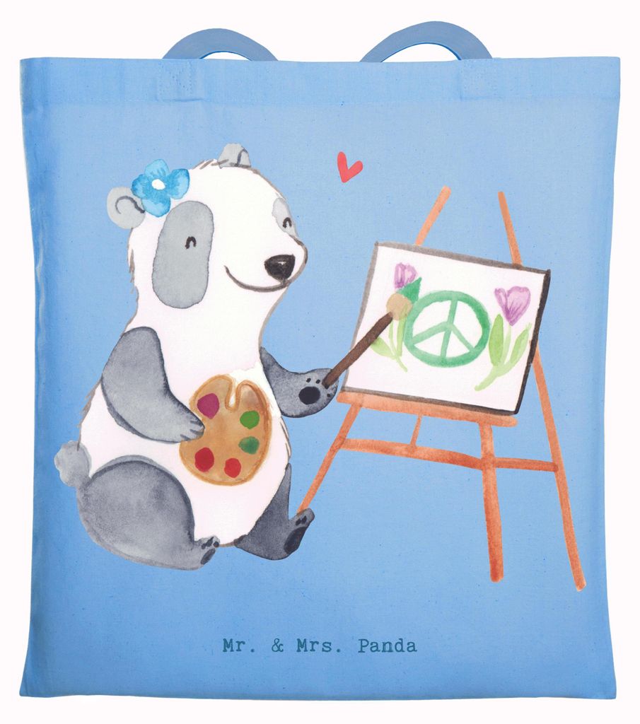 Mr. & Mrs. Panda Uni Tasche Gestalterinnen für visuelles Marketing Herz - Sky Blue - Geschenk, Stoffbeutel, einkaufsshopper, Laptoptasche, Tote Ba...